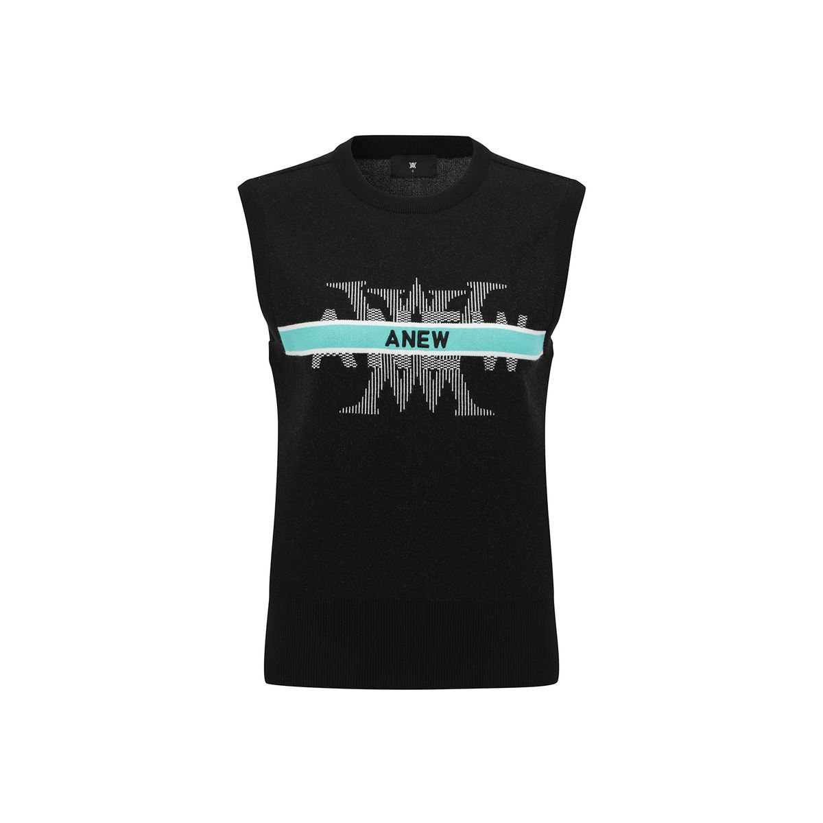 어뉴골프(ANEW GOLF) WOMEN LOGO ROUND NECK KNIT VEST_BK