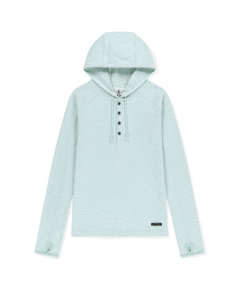 Slub Hooded LS Tee Mint