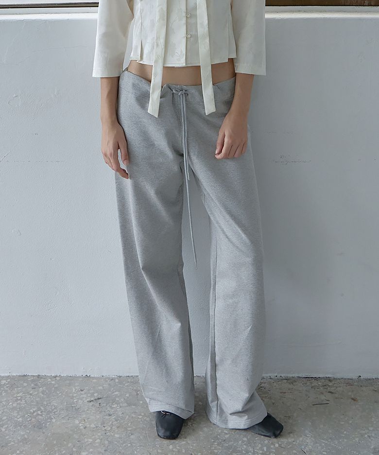 스트레이트 로우 스웻 팬츠 (Grey)
