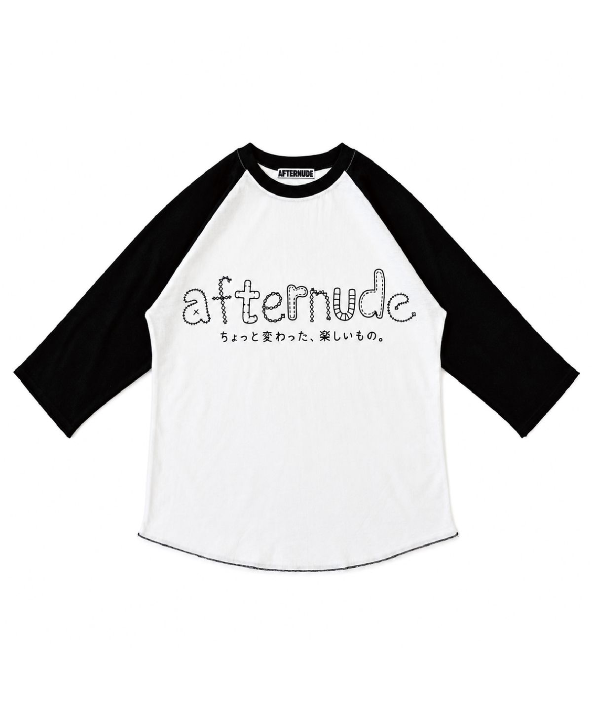 에프터누드(AFTERNUDE) 컷 오프 래글런 티 (블랙)