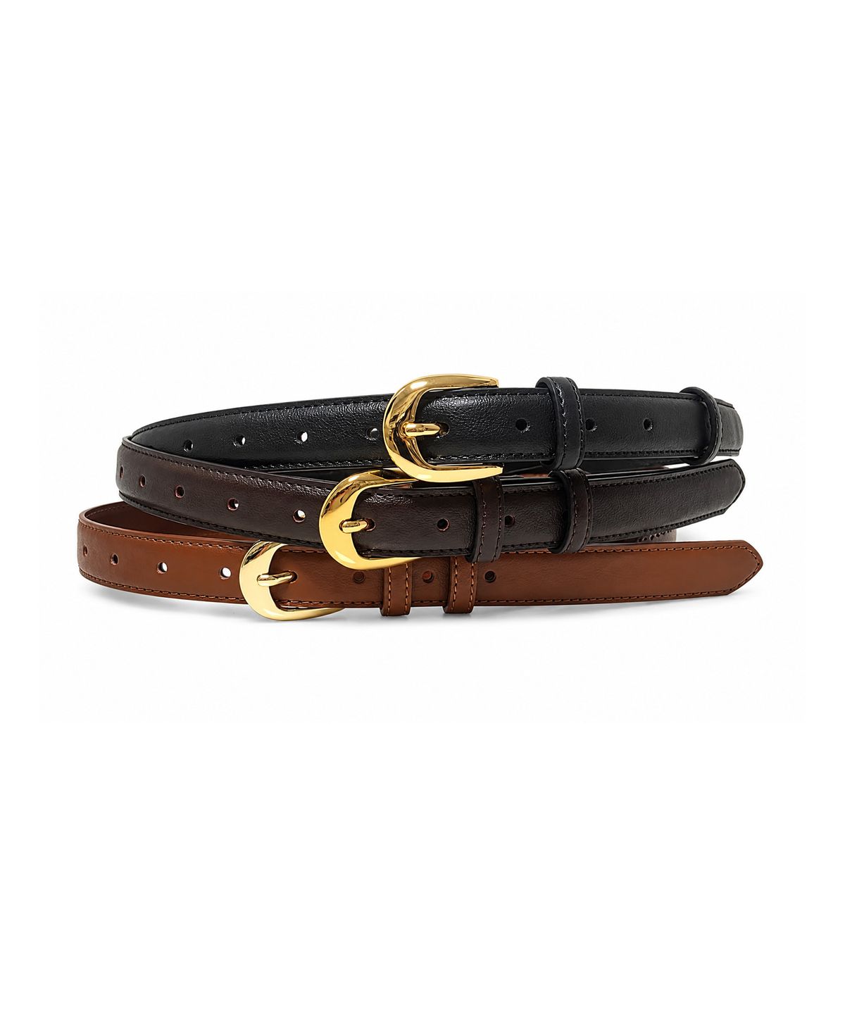 바스카라(VASCARA) Classic Slim Square Gold Buckle Leather Belt (3colors)
