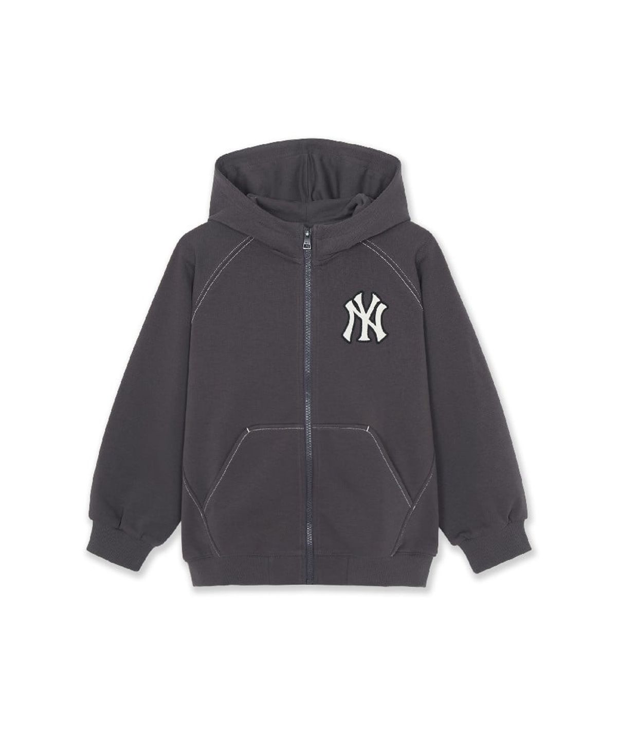 엠엘비 키즈(MLB KIDS) 스트릿 배색 스티치 후드집업 NY (D.Grey)