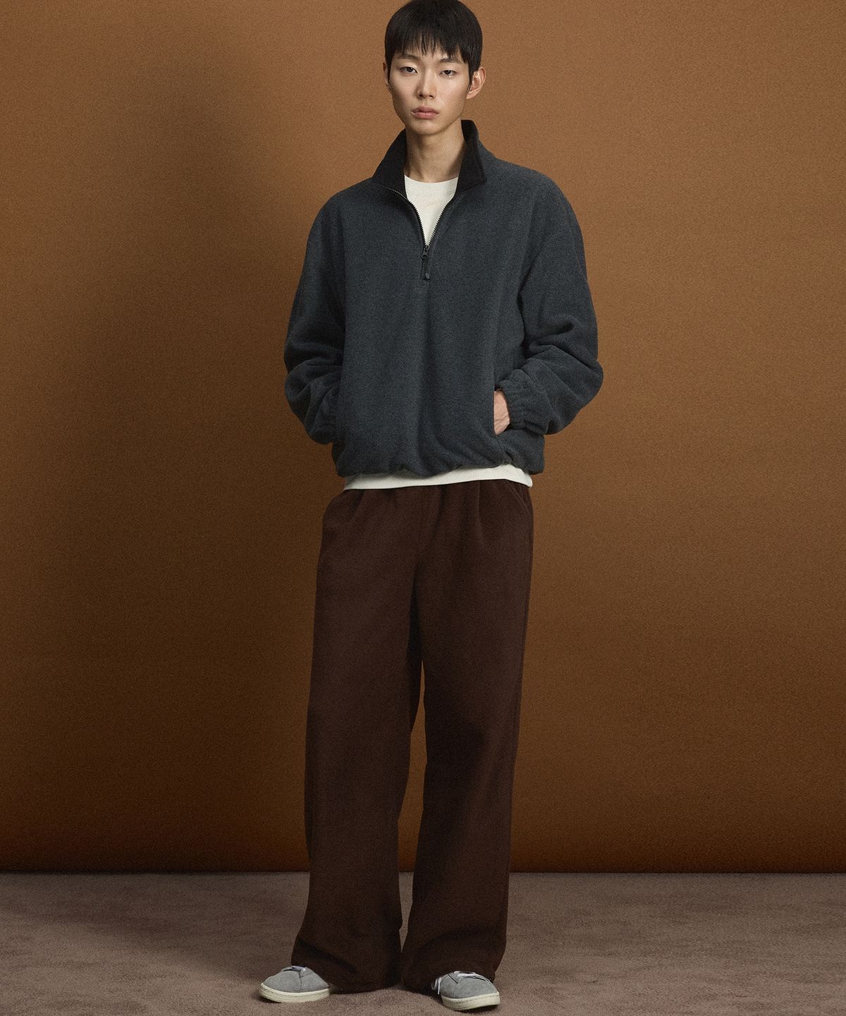 티엔지티(TNGT) Fleece Wide-Leg Pants (Brown) TNPA6F112W2
