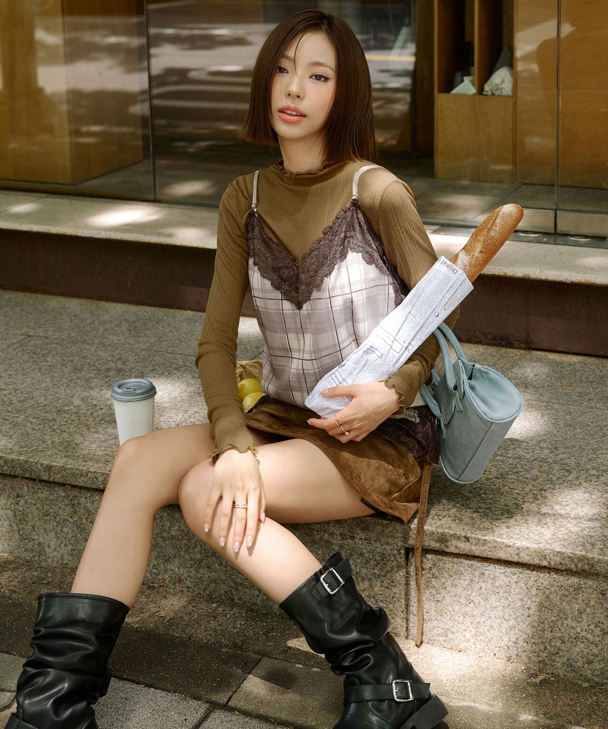 더엣지(THEATG) 26FW 체크 레이스 뷔스티에