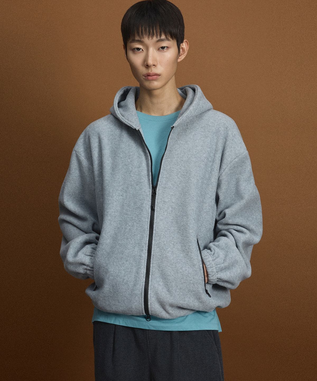 티엔지티(TNGT) Oversized Fleece Hoodie Jumper (Light Grey) TNJU6F111G2