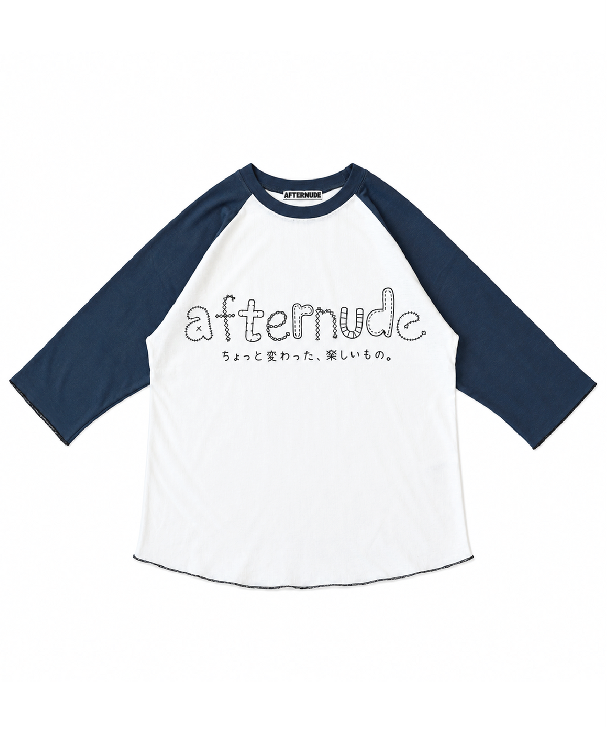 에프터누드(AFTERNUDE) 컷 오프 래글런 티 (빈티지 블루)