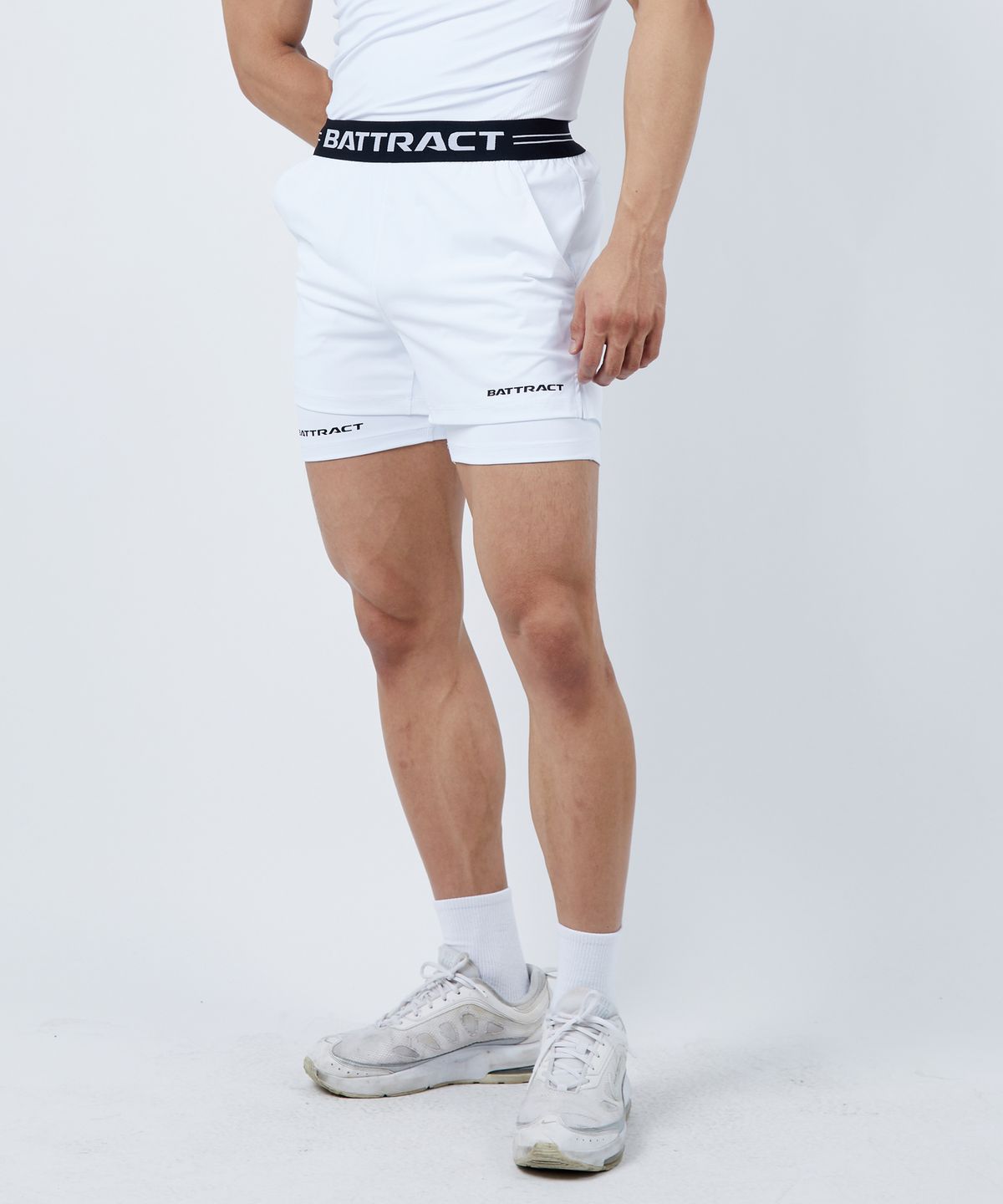 베트랙트(BATTRACT) 투인원 밴딩 로고 팬츠 [WHITE]