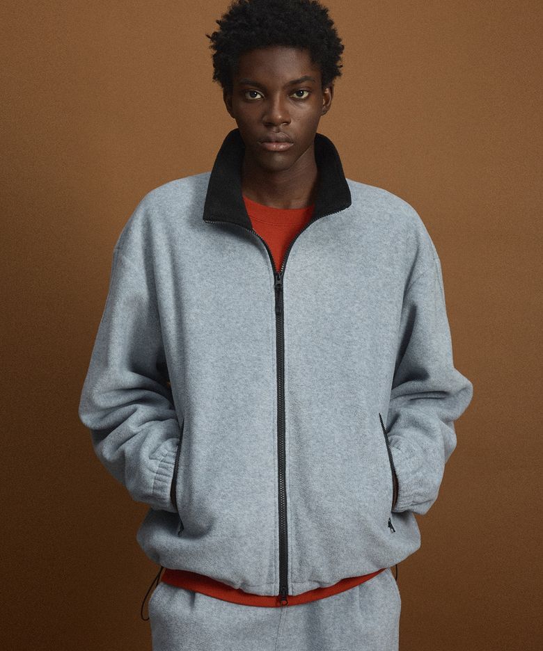 Oversized Fleece Zip-Up Jacket (Light Grey) TNJU6F110G2