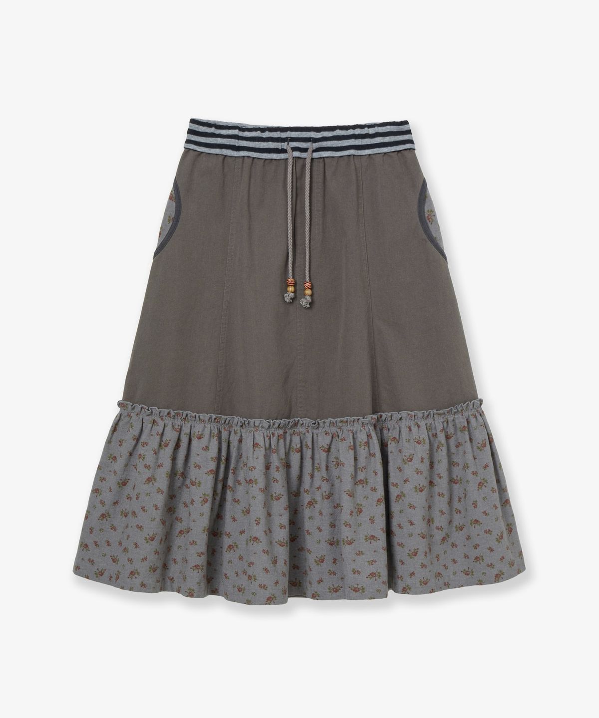 에이이에이이(AEAE) FLOWER BLOCK SKIRT [CHARCOAL]