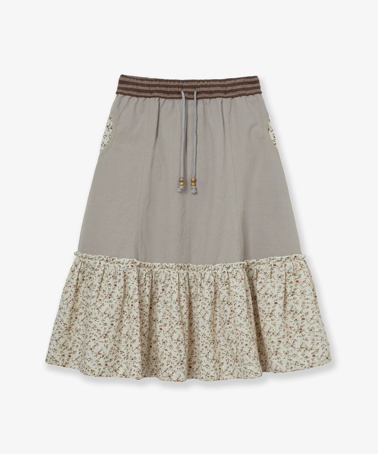 FLOWER BLOCK SKIRT [GREY]
