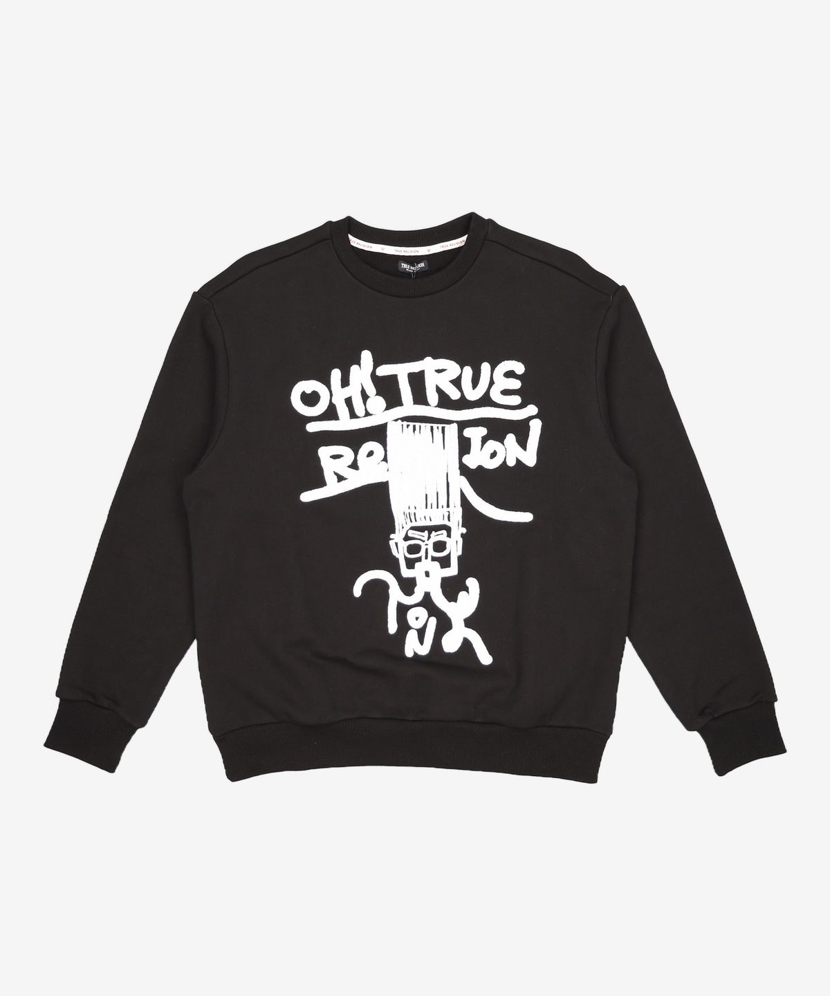 트루릴리젼(TRUERELIGION) 오버사이즈 로고 크루넥 맨투맨 티셔츠 블랙 100
