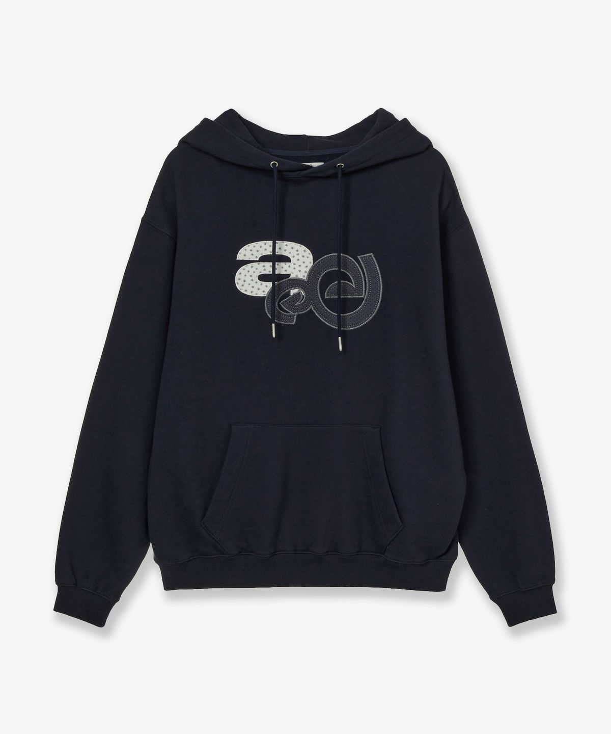 에이이에이이(AEAE) APPLIQUE FLOWER LOGO HOODIE [NAVY]