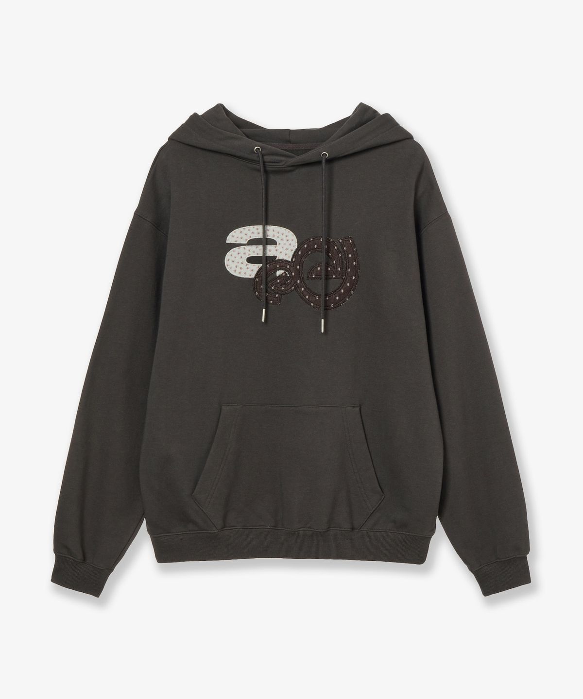 에이이에이이(AEAE) APPLIQUE FLOWER LOGO HOODIE [DARK BROWN]