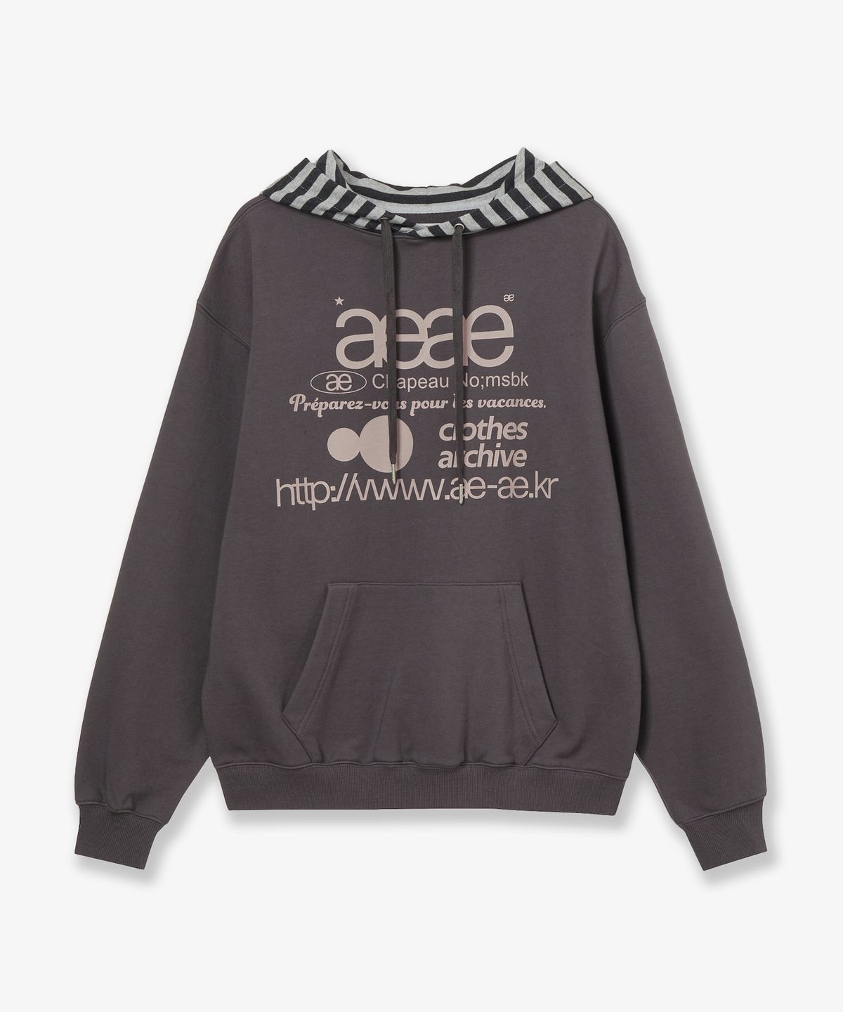 에이이에이이(AEAE) WEB LOGO LOOSED HOODIE [PURPLE CHARCOAL]