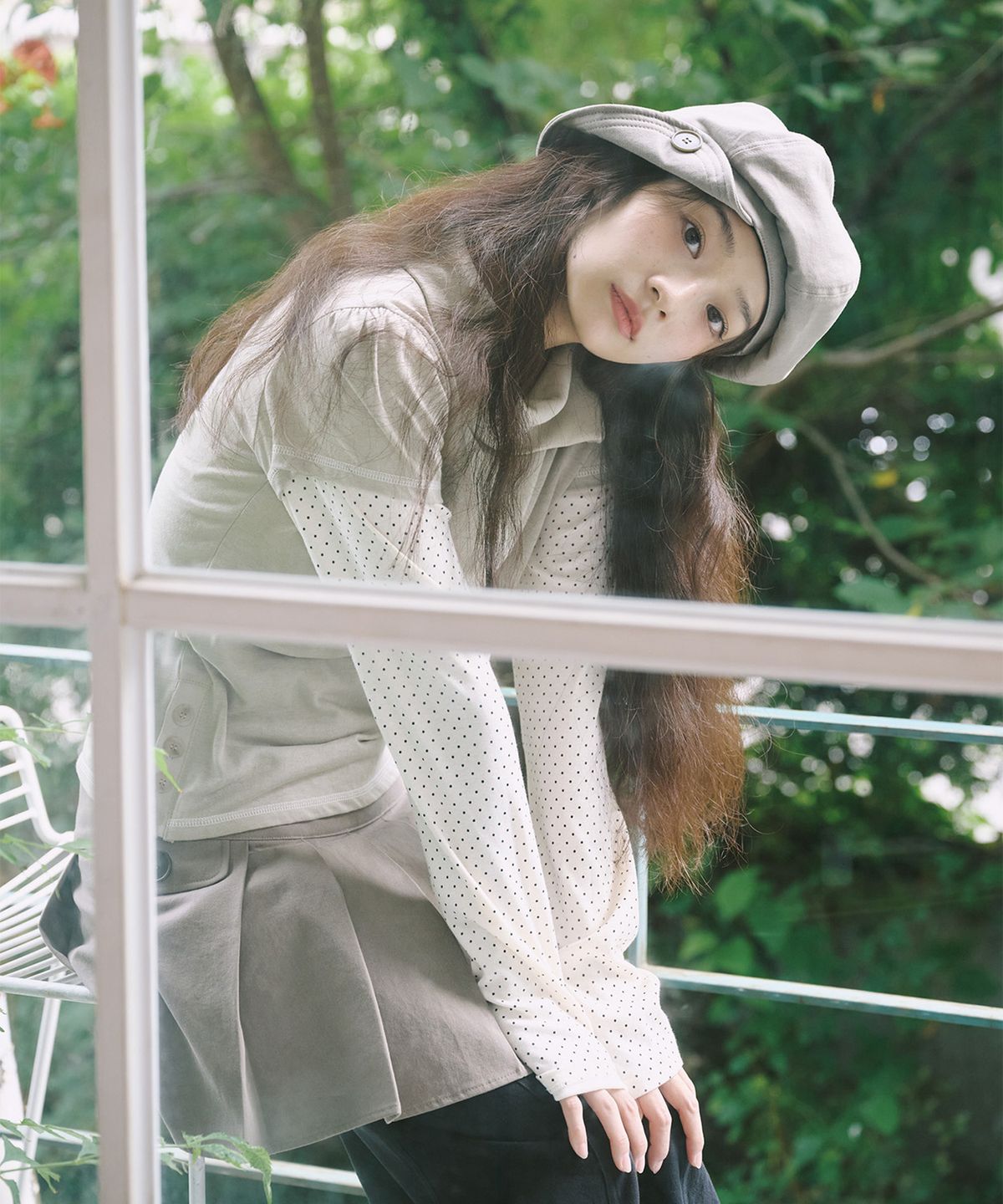 잇자바이브(ITZAVIBE) COWL NECK LAYERED LONG SLEEVE - OATMEAL