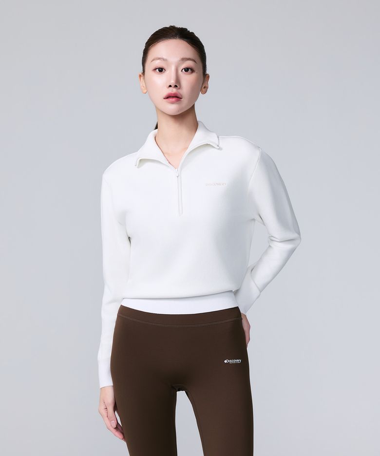 여성 반집업 스웨터 (CREAM)