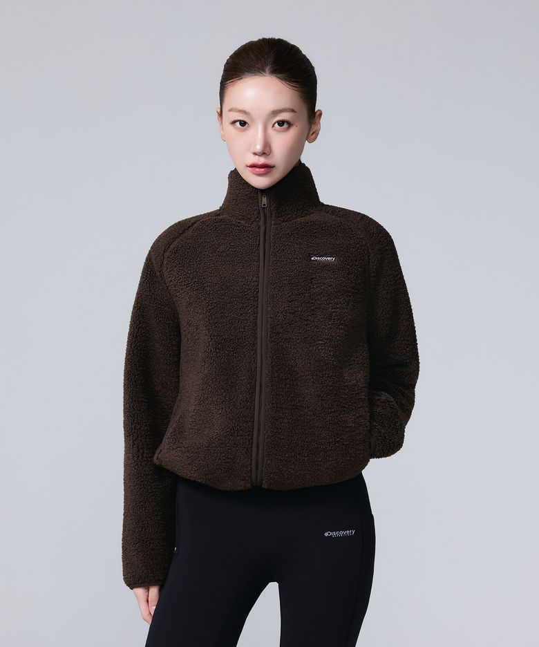 여성 테크플리스 하이넥 자켓 (Brown)
