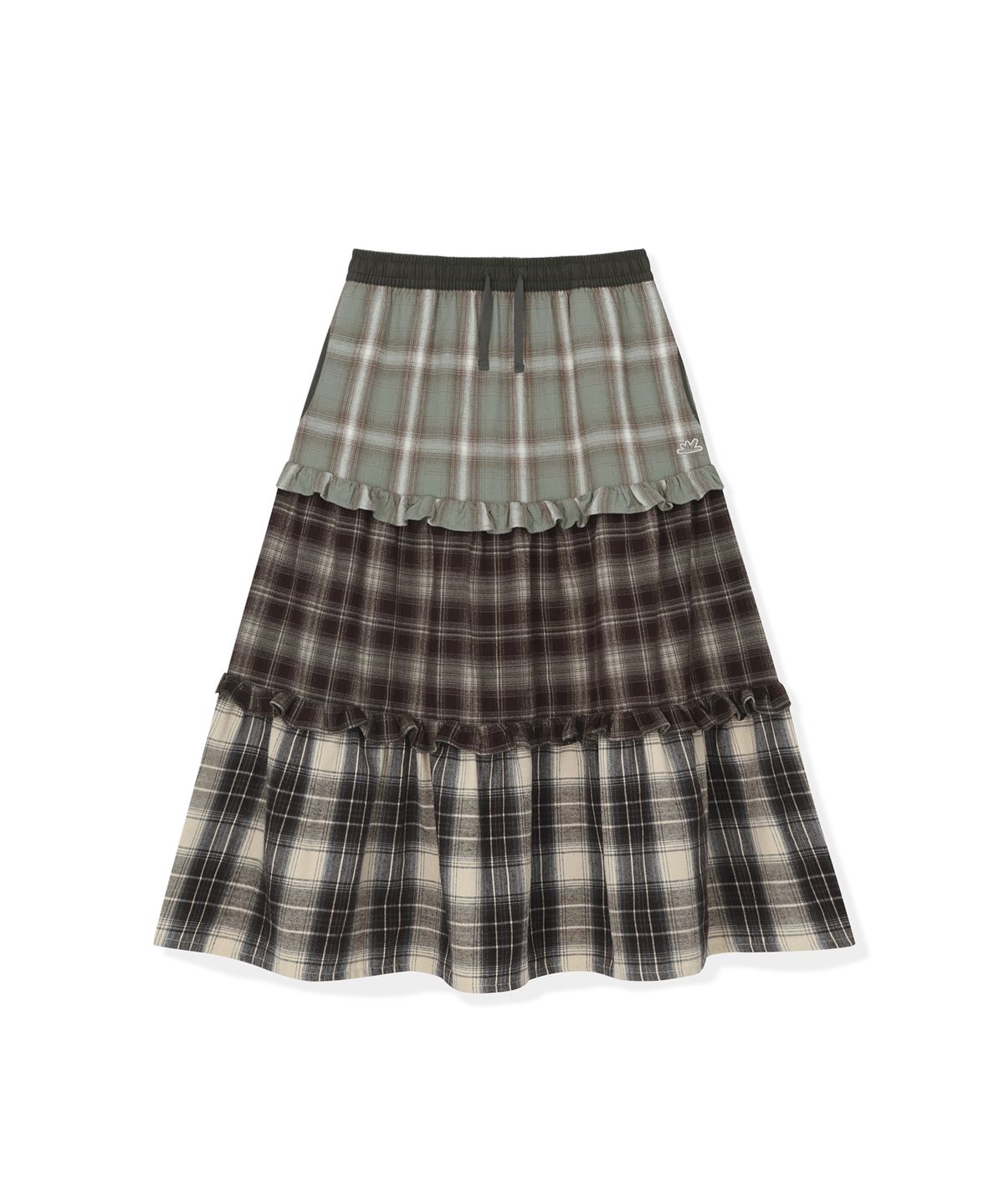 썬러브투어(SUNLOVETOUR) W Frill Flannel Long Skirt Green