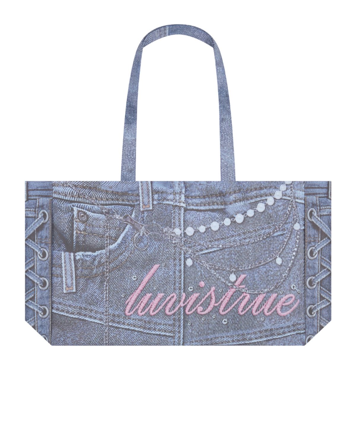 러브이즈트루(LUVISTRUE) RL DENIM PRINTING TOTE BAG(BLUE)