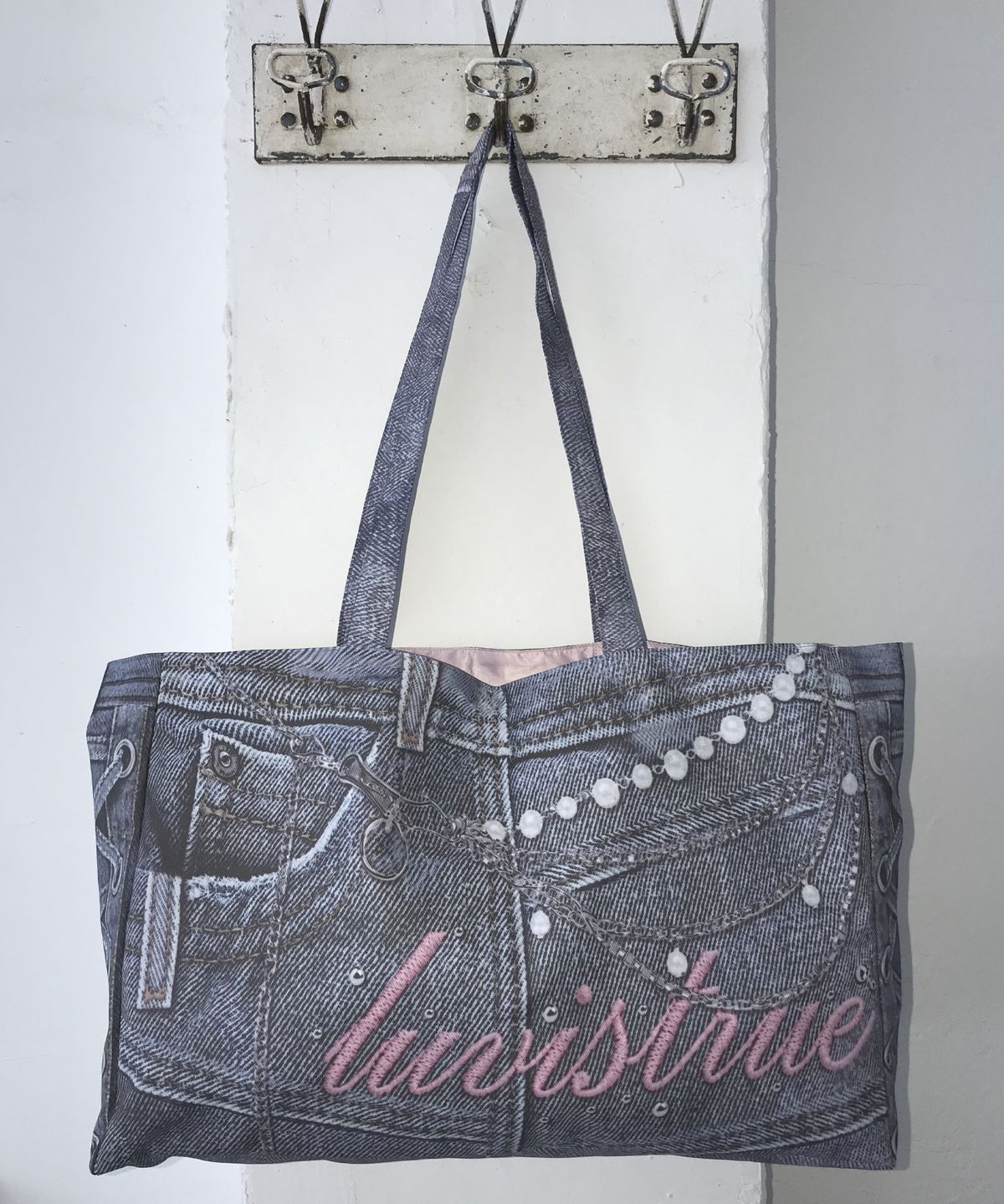 러브이즈트루(LUVISTRUE) RL DENIM PRINTING TOTE BAG(BLUE)