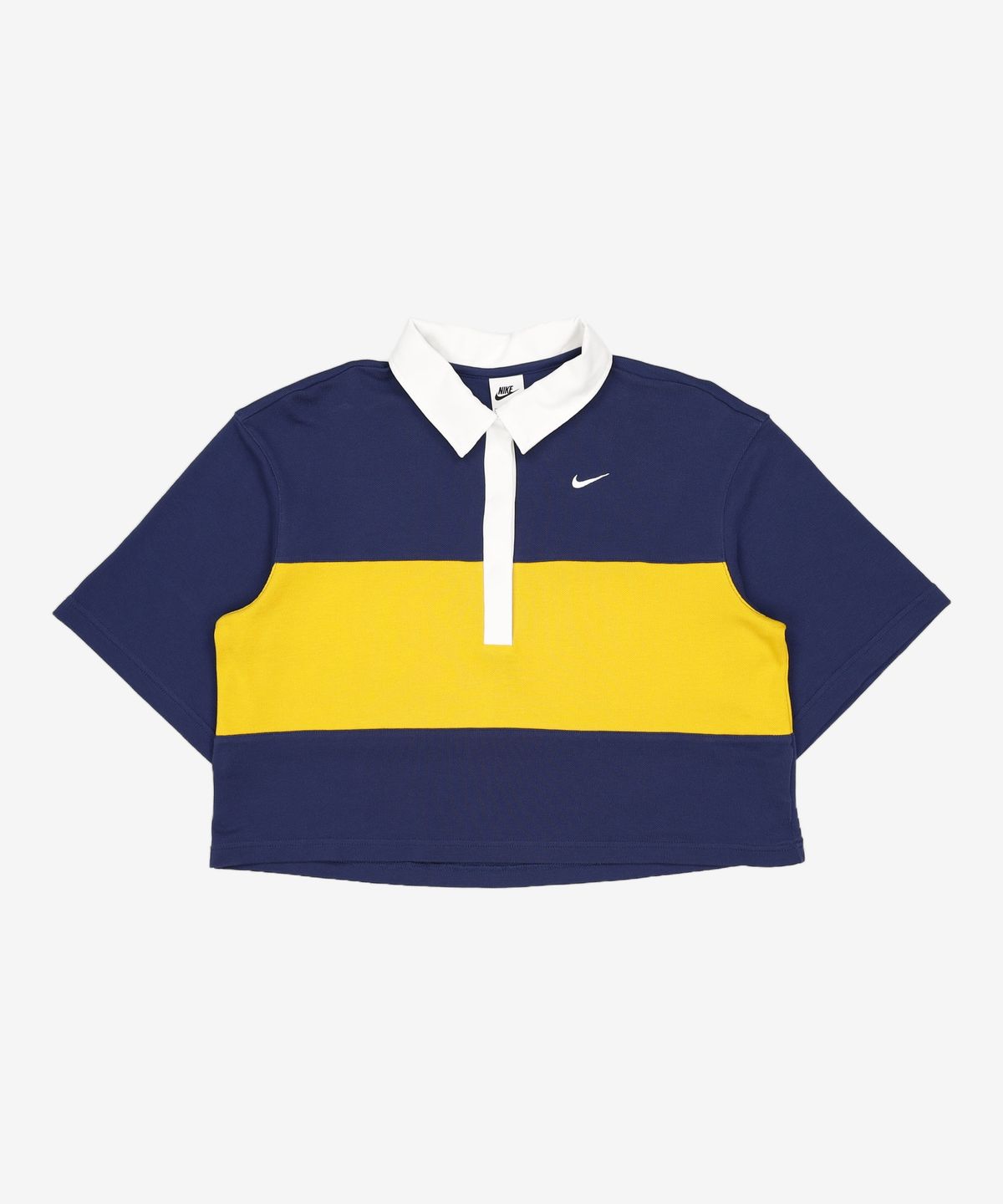 나이키(NIKE) 스포츠웨어 오버사이즈 반소매 폴로 탑 W - 미드나이트 네이비:다크 설퍼:화이트 / IB2154-410 XS