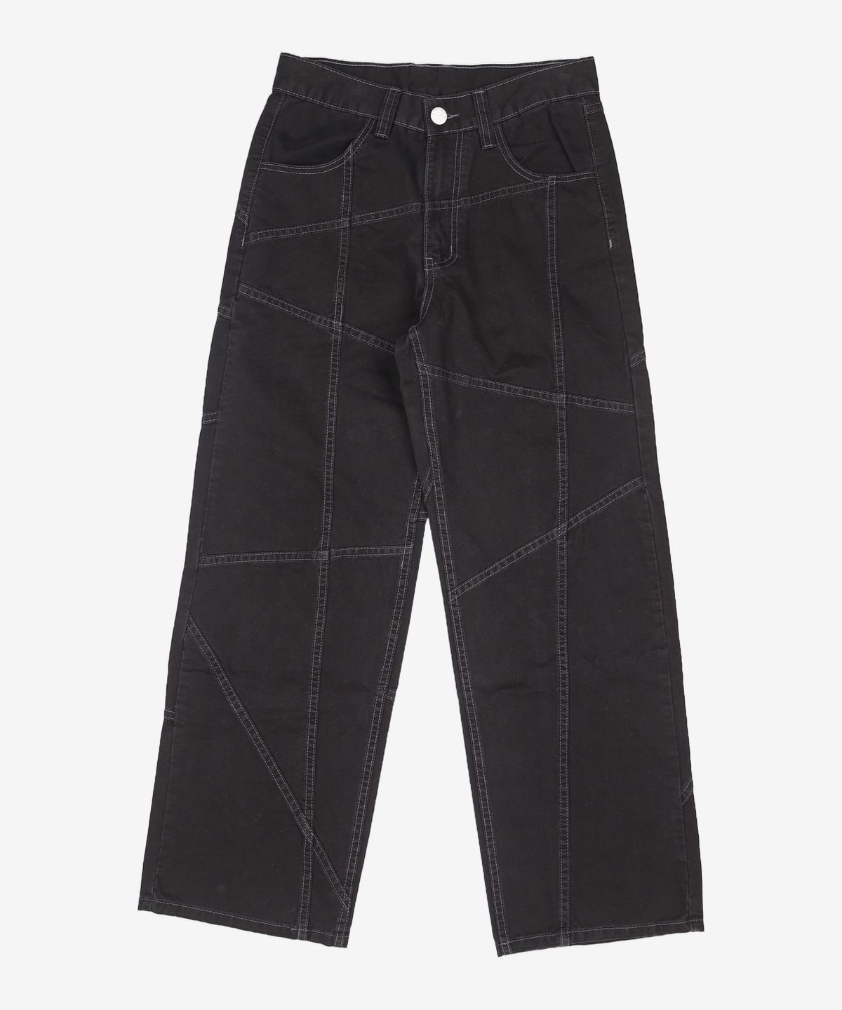 노매뉴얼(NOMANUAL) DIAGONAL LINE PANTS - WASHED BLACK S