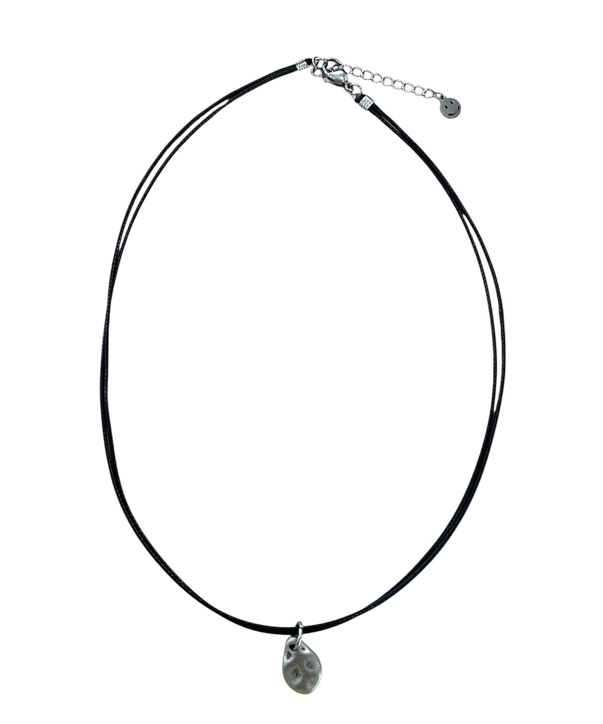 스케이터락(SK8ER ROCK) Hammering Drop Cord Necklace (Black Silver)
