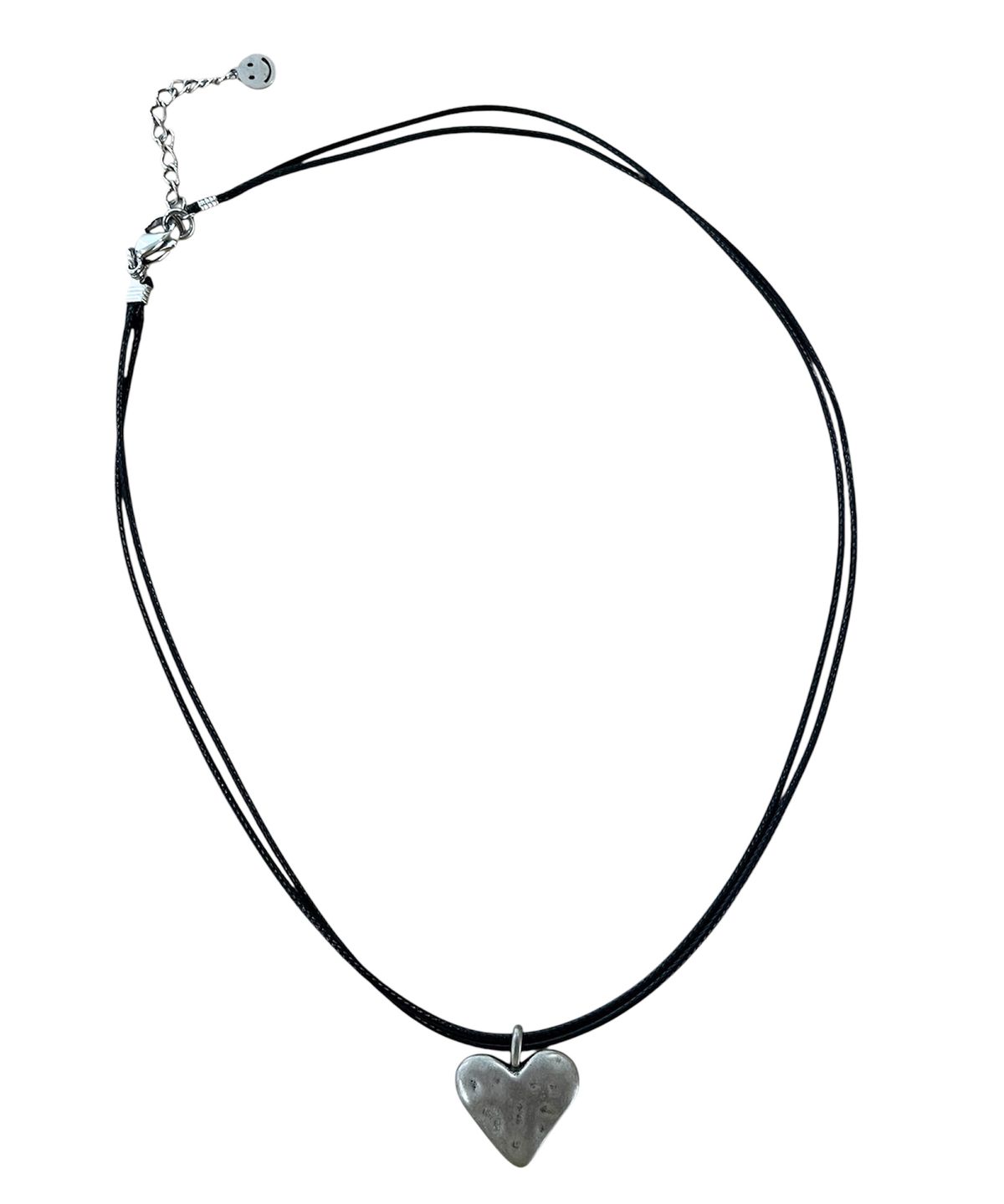 스케이터락(SK8ER ROCK) Hammering Heart Cord Necklace (Black Silver)