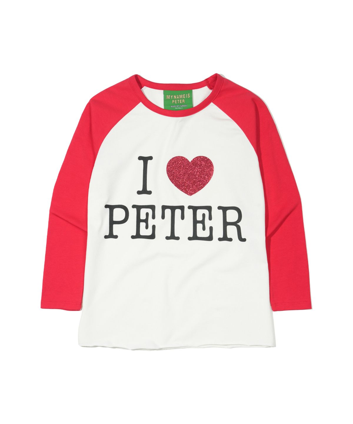 마이네임이즈피터(MYNAMEISPETER) (W) I LOVE PETER RAGLAN T-SHIRT - WHITE & RED