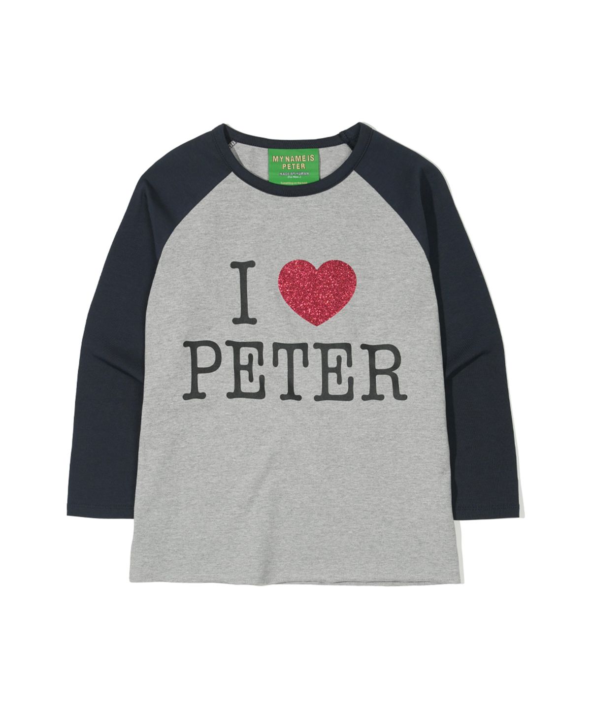 마이네임이즈피터(MYNAMEISPETER) (W) I LOVE PETER RAGLAN T-SHIRT - GRAY & NAVY