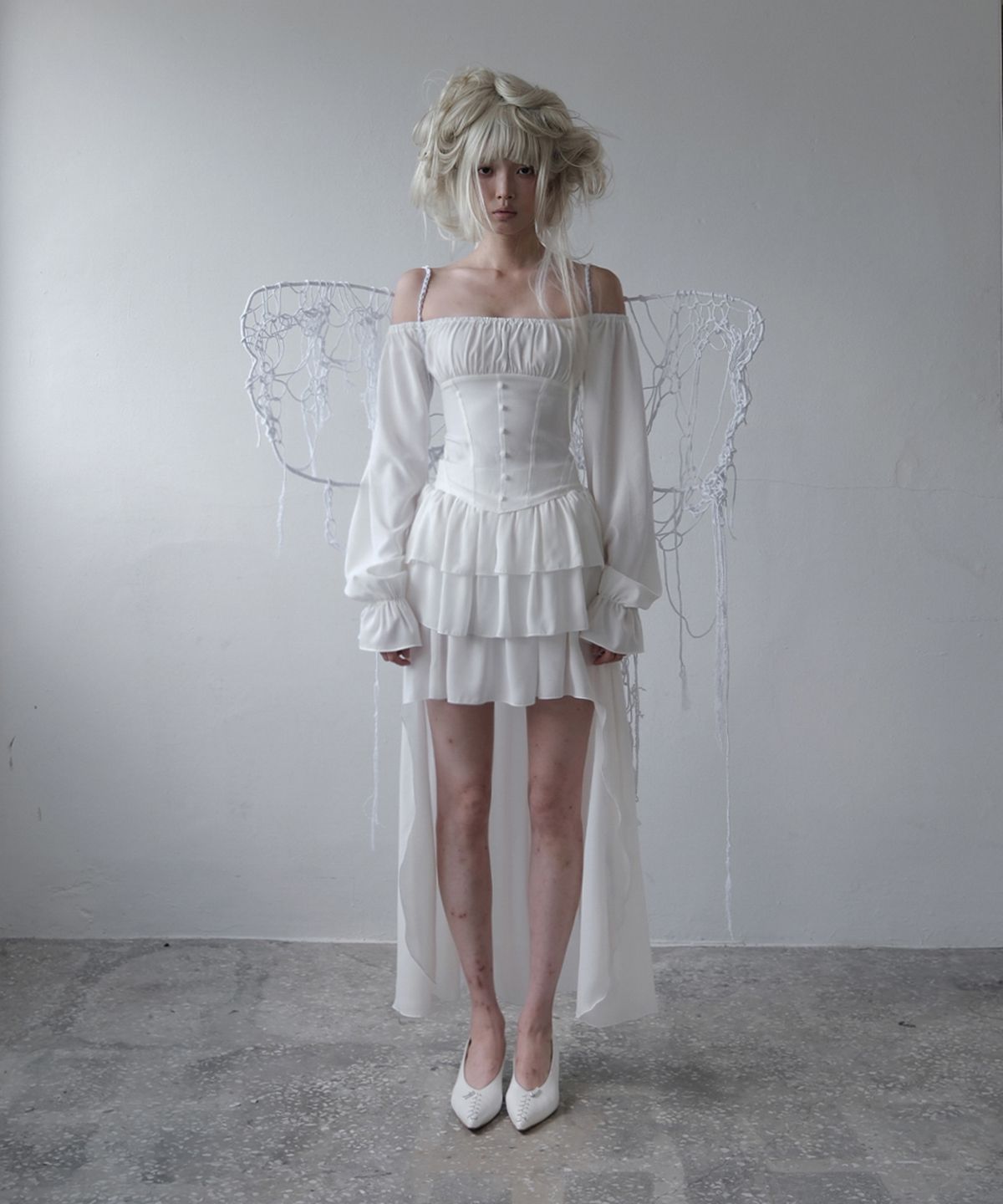이오담(IODAM) RIPPLE 2WAY CHIFFON SKIRT (white)
