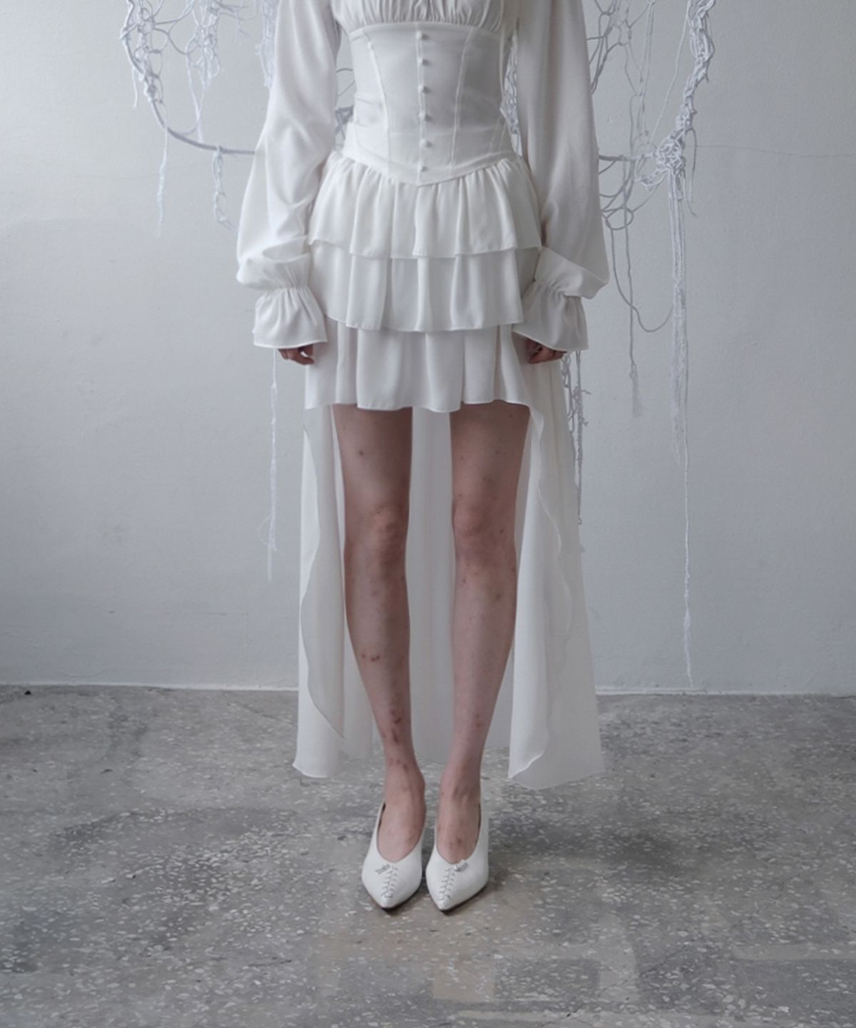 이오담(IODAM) RIPPLE 2WAY CHIFFON SKIRT (white)