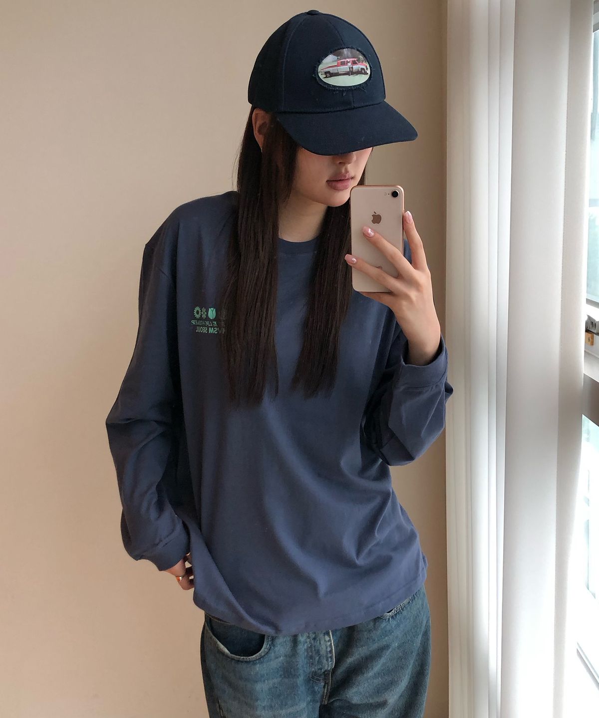 해비즘(HAVISM) NAME CARD L/S TEE(PURPLE NAVY)