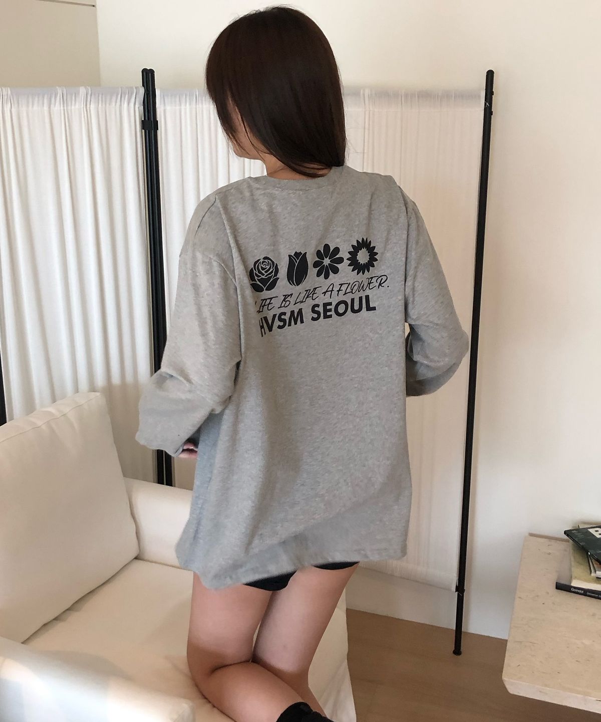 해비즘(HAVISM) NAME CARD L/S TEE(GREY)