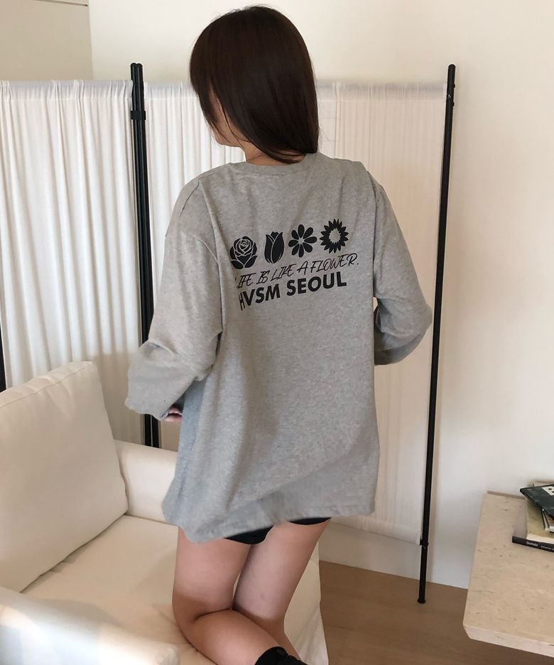 NAME CARD L/S TEE(GREY)