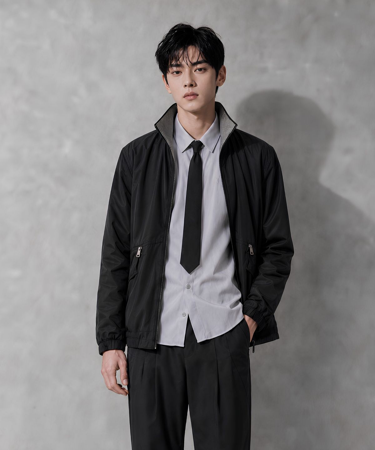 커스텀어스(CUSTOMUS) 스탠드칼라 유틸리티 포켓 집업 블루종 CXS26FWJP803 BLA