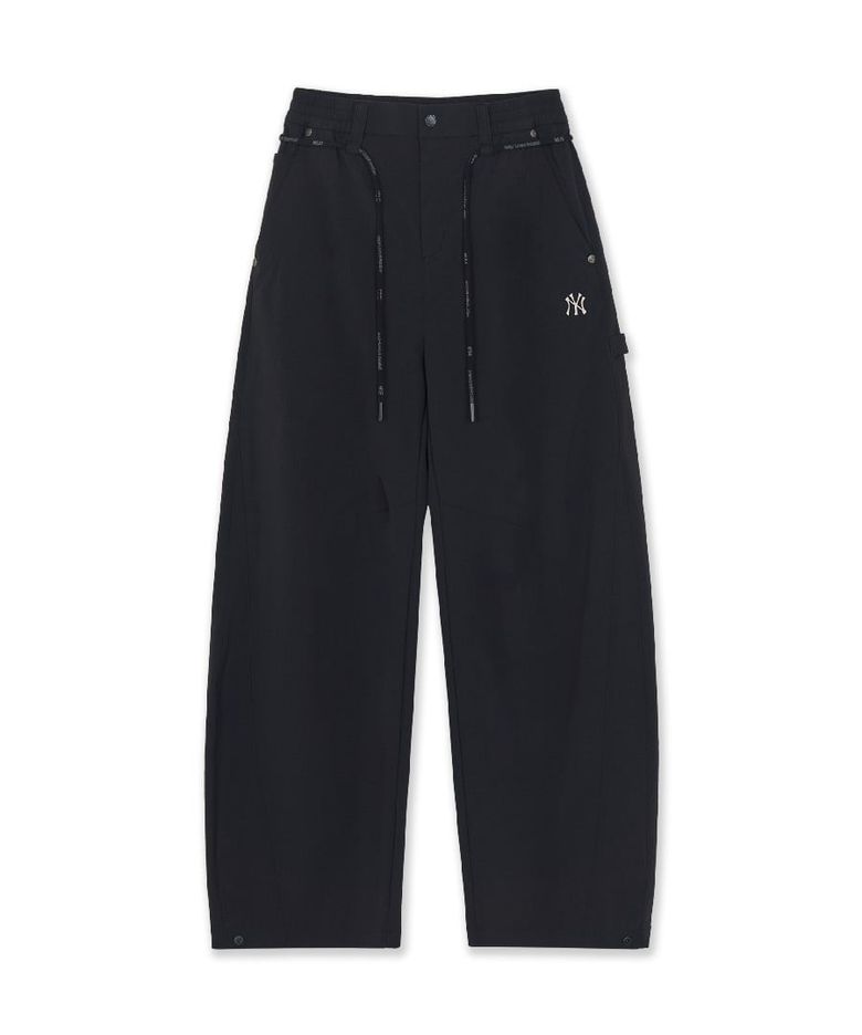 여성 코튼터치 스트링 커브드 와이드 팬츠 NY (Black)