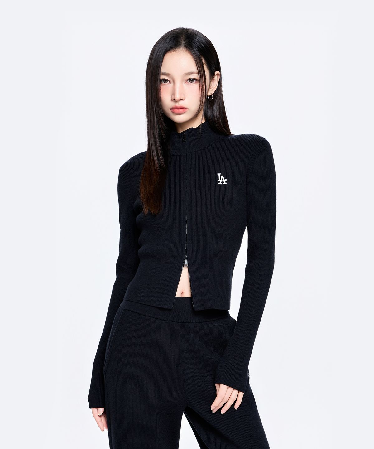 엠엘비(MLB) 여성 베이직 립 집업 가디건 LA (Black)