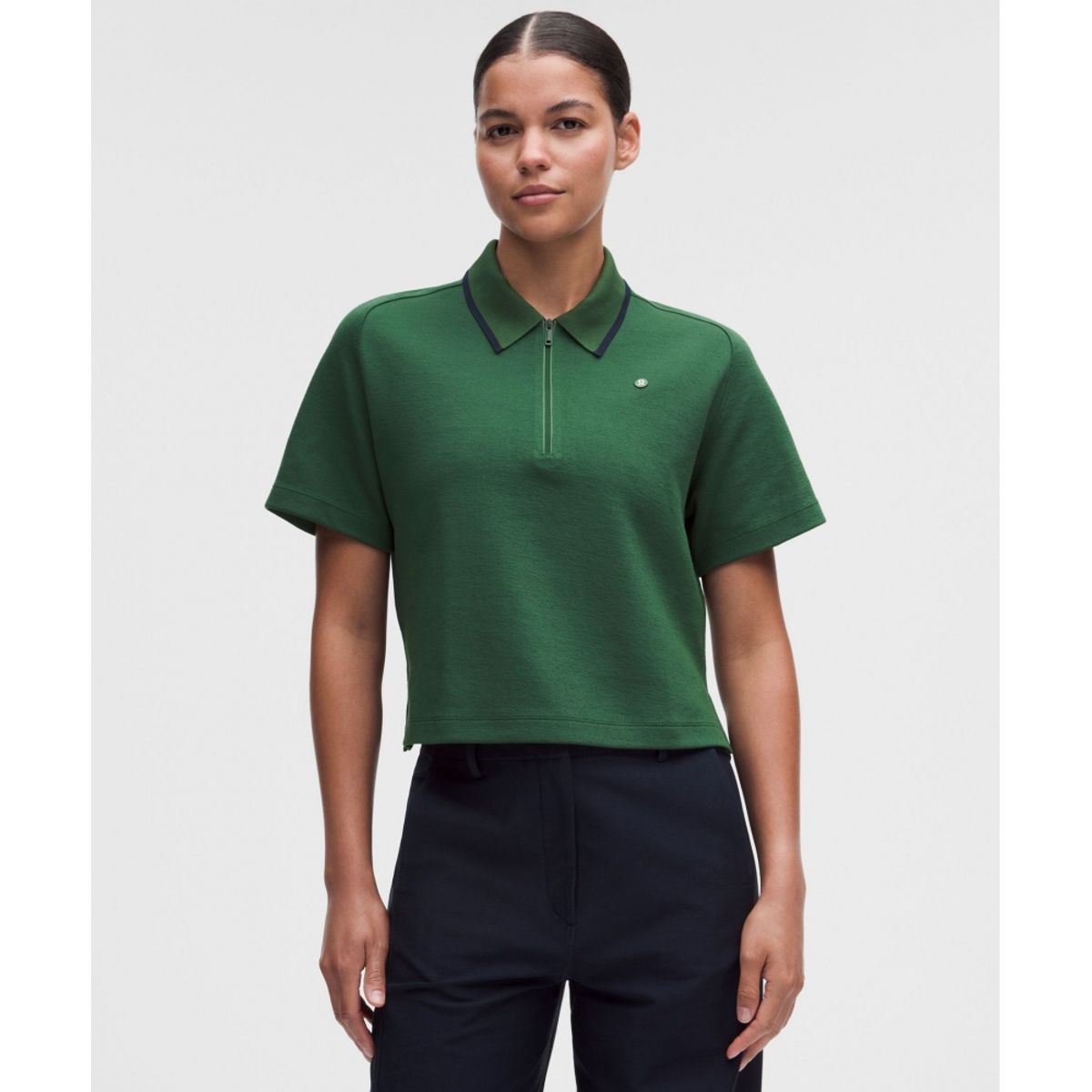 룰루레몬(LULULEMON) 코튼 블렌드 피케 숏슬리브 폴로 셔츠  IVYG TRNV