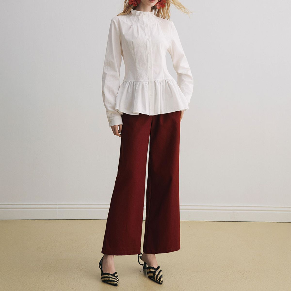 와이와이아이엠(YYIAM) YY_Wide-leg drape pure pants_2color