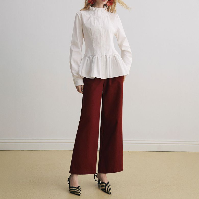 YY_Wide-leg drape pure pants_2color