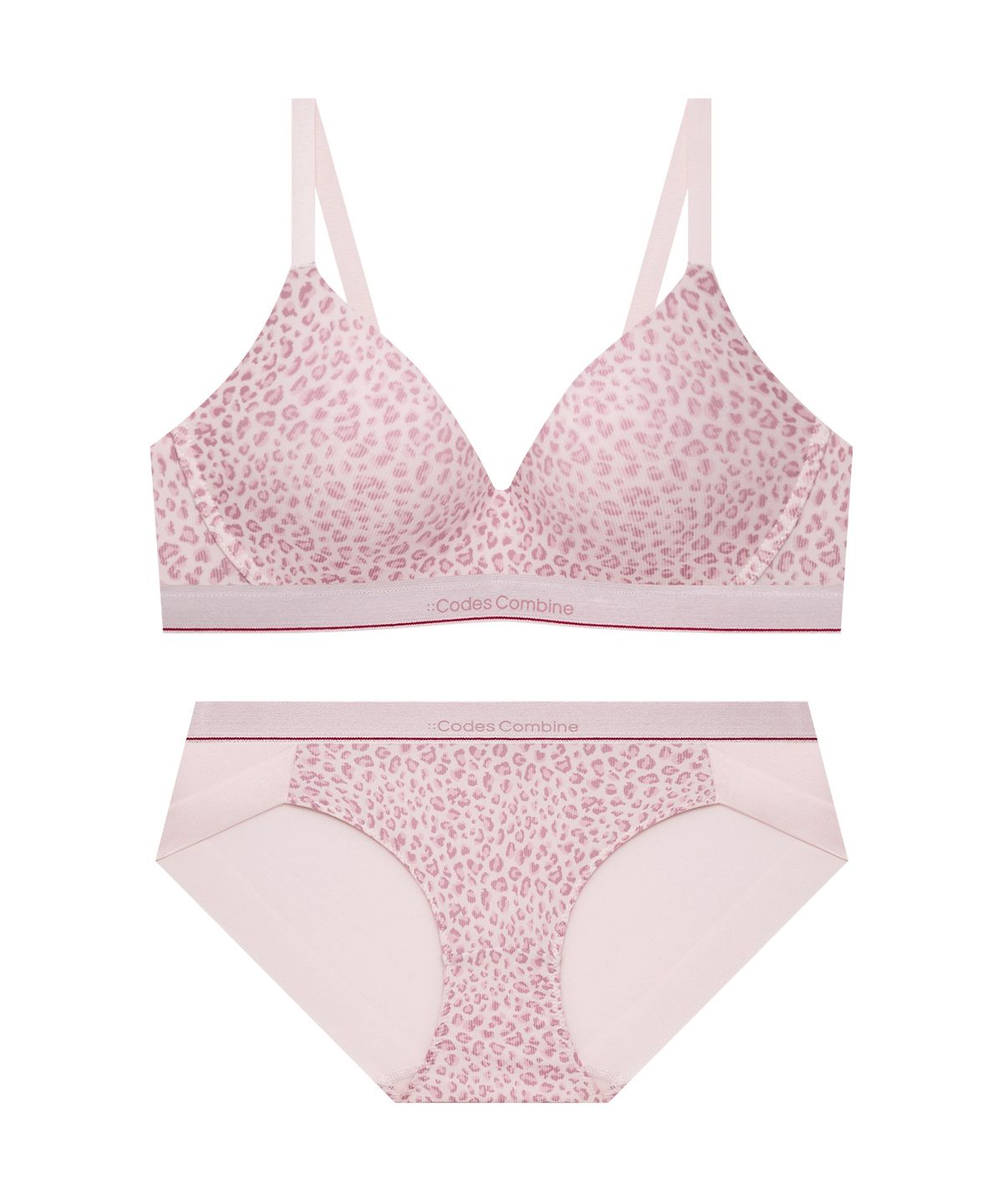 코데즈컴바인 이너웨어(CODES COMBINE INNERWEAR) 핑크 레오파드 퓨징 노와이어 햄팬티 세트
