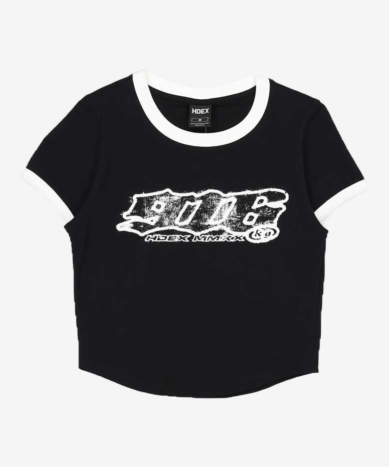 클리어 916 링거 크롭 숏 슬리브 (Black) M