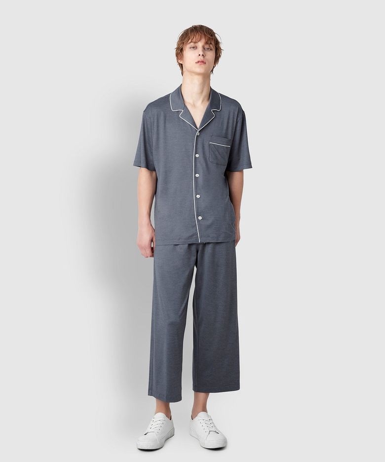 남 클라우드 7부 파자마 세트_블루 그레이