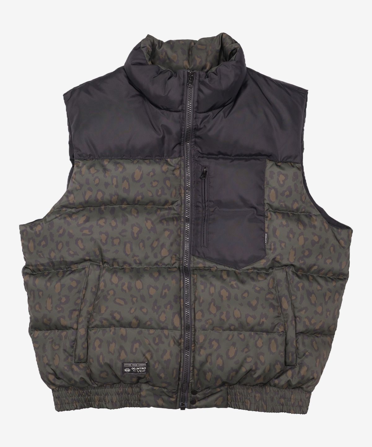 오버캐스트(OVERCAST) Leopard Goose Down Vest (Dark Green) L