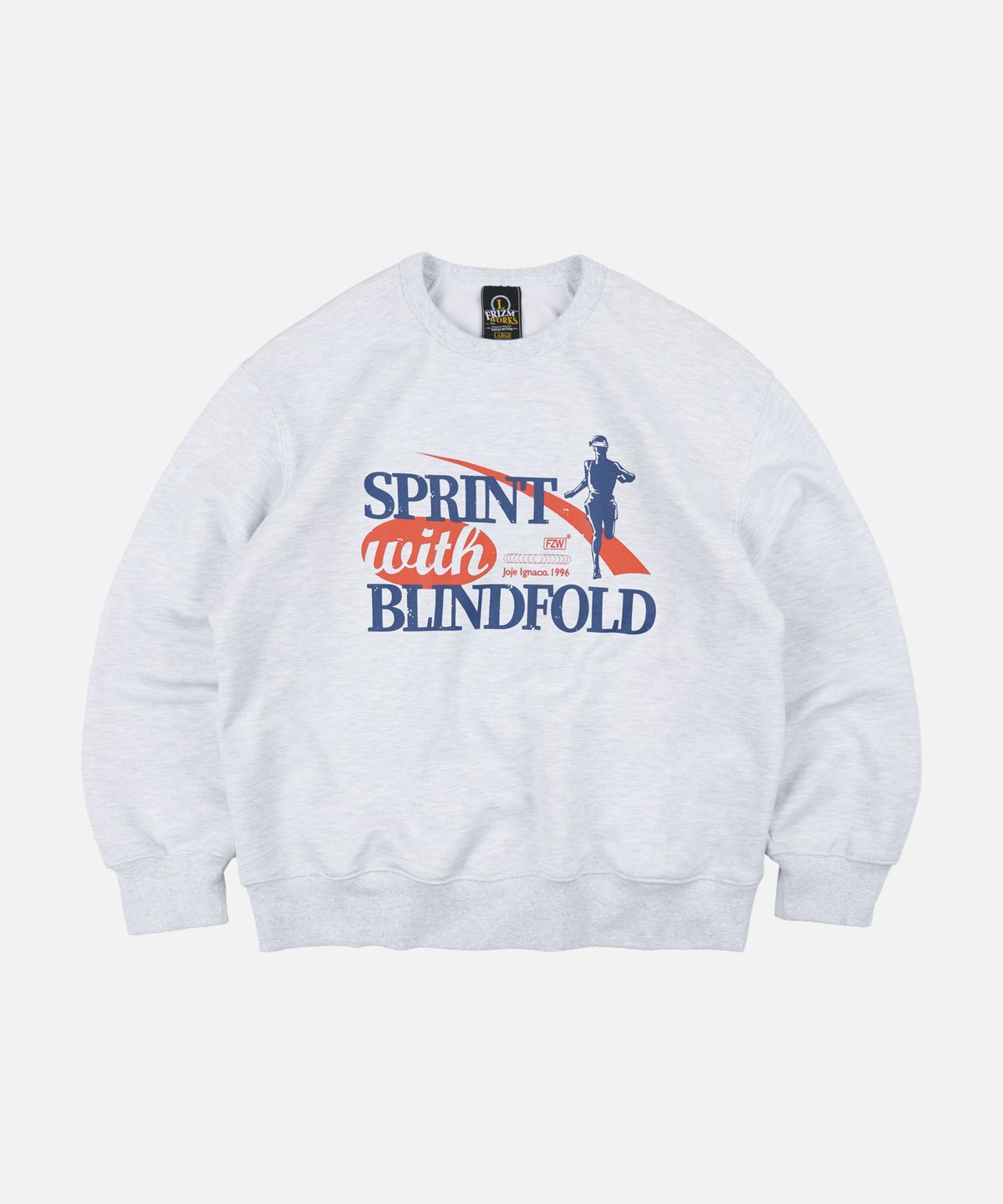 프리즘웍스(FRIZMWORKS) SPRINT WITH BLINDFOLD SWEATSHIRT _ WHITE MELANGE