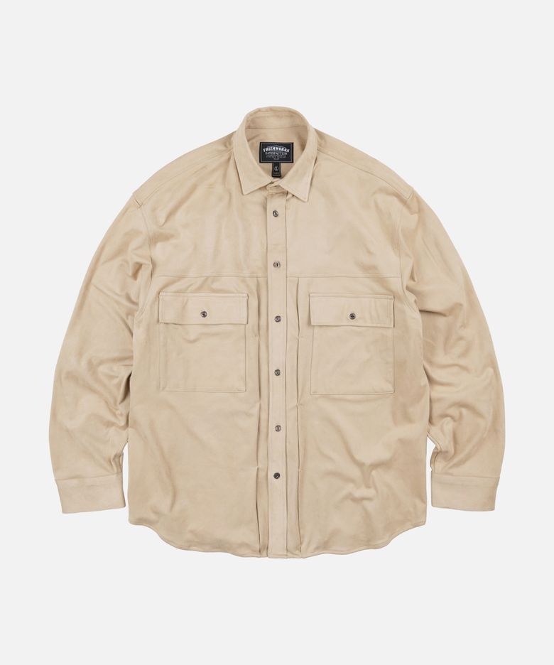 SUEDE TRUCKER RELAXED SHIRT _ SAND