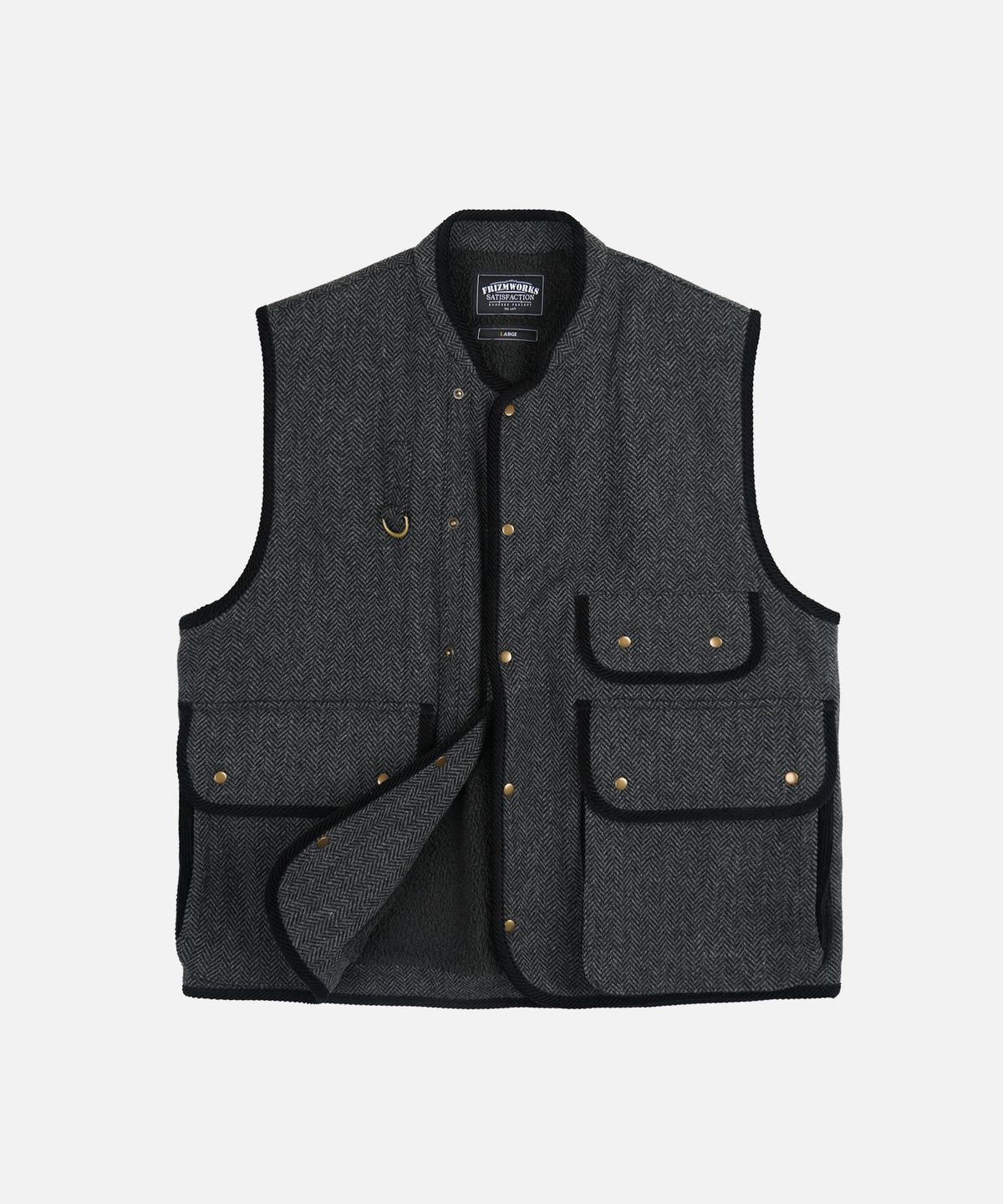 프리즘웍스(FRIZMWORKS) HERRINGBONE WOOL HUNTING VEST _ GRAY BLACK