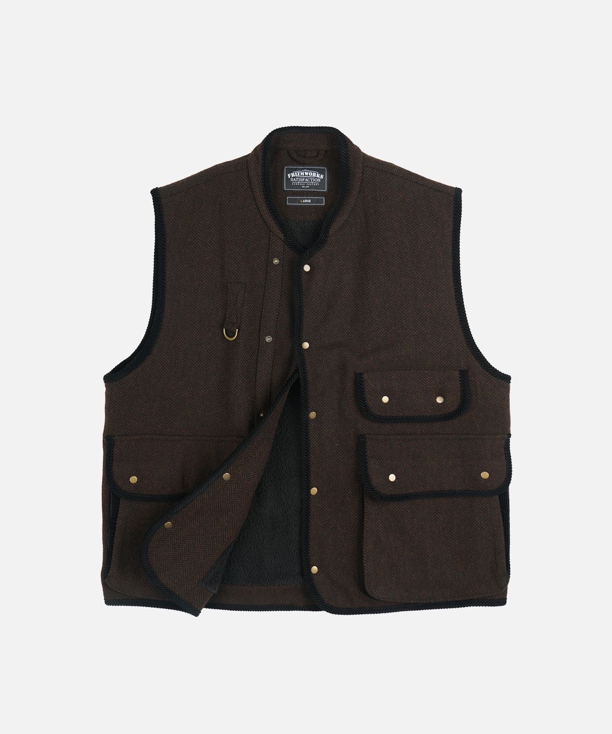 프리즘웍스(FRIZMWORKS) HERRINGBONE WOOL HUNTING VEST _ CHESTNUT BLACK