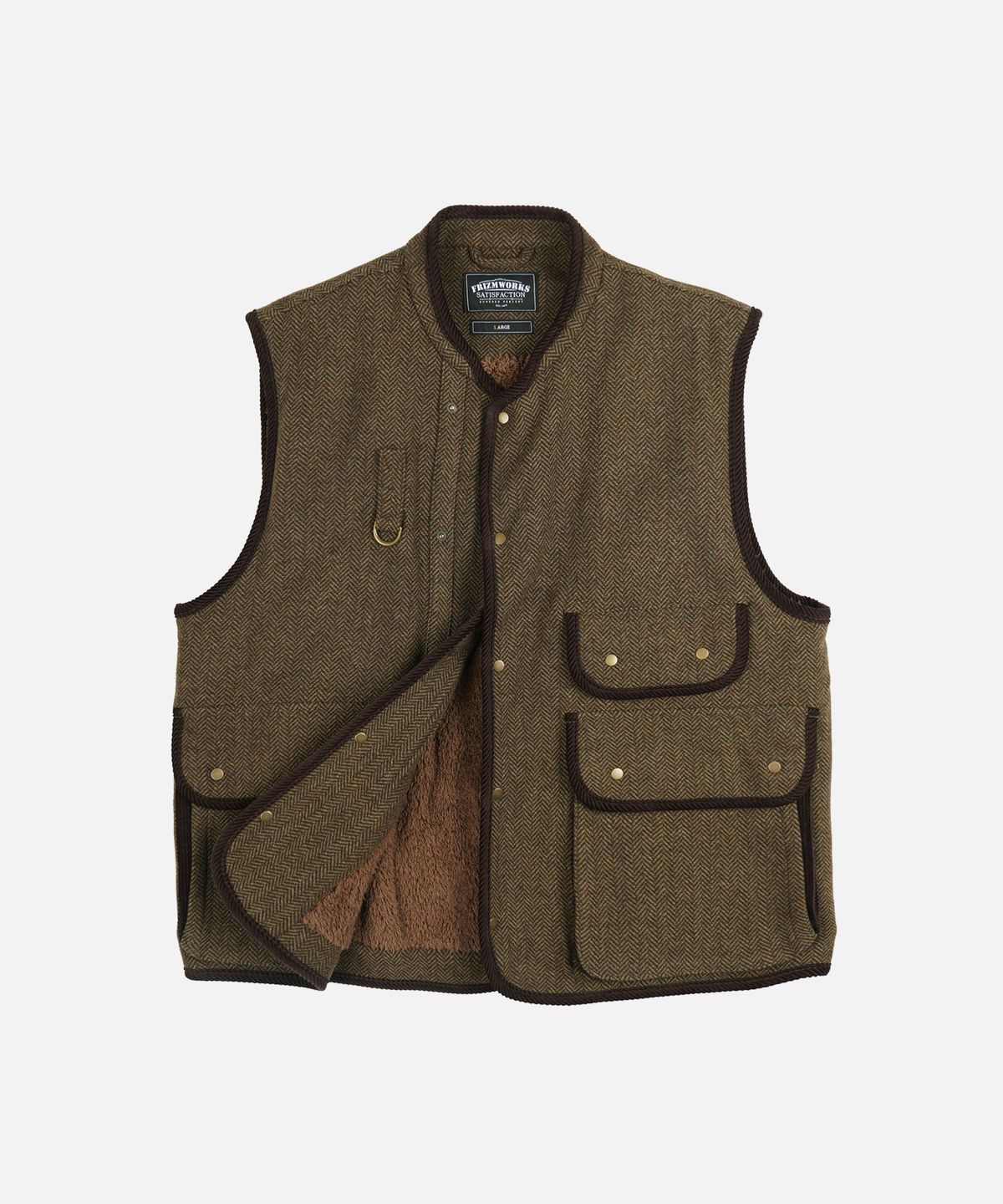 프리즘웍스(FRIZMWORKS) HERRINGBONE WOOL HUNTING VEST _ BROWN GREEN